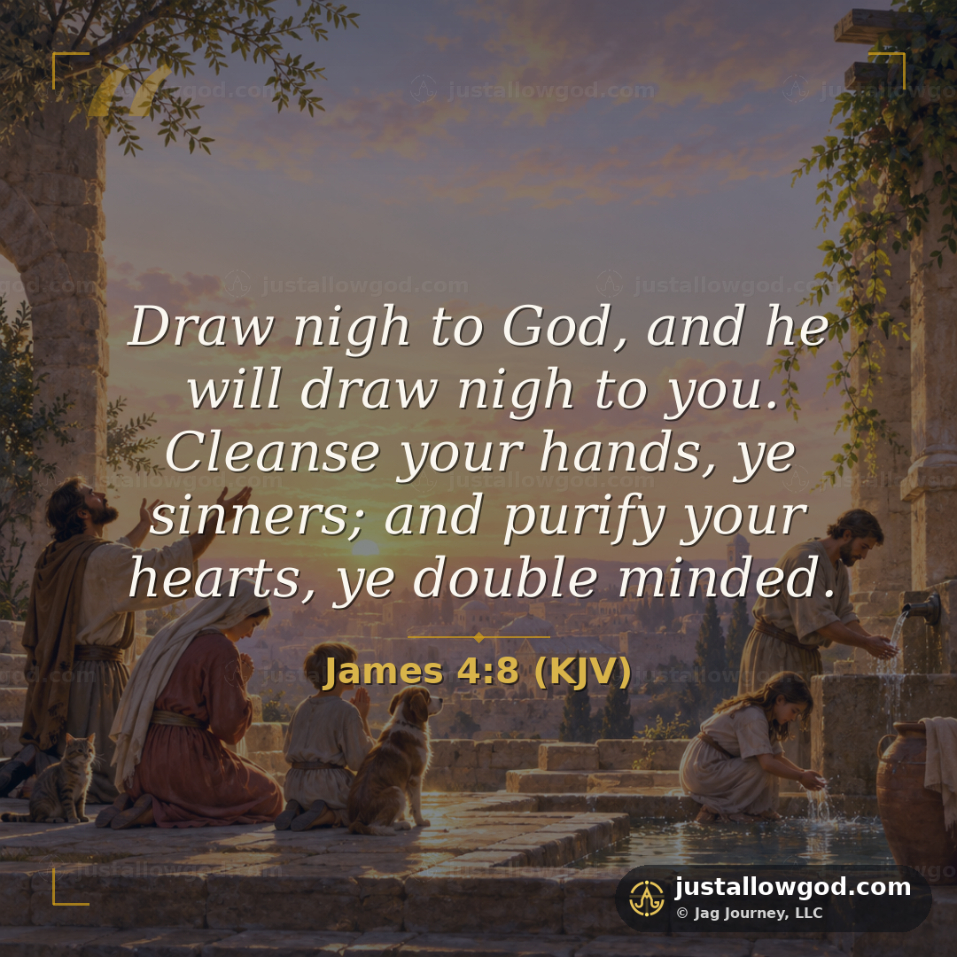 &ldquo;Draw nigh to God, and he will draw nigh to you. Cleanse your hands, ye sinners; and purify your hearts, ye double minded.&rdquo; James 4:8 (KJV)